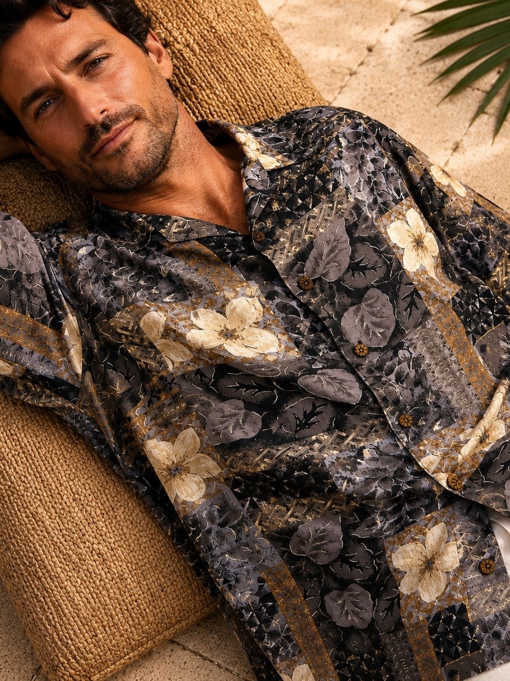Joseph & Feiss 100% Silk Resort Shirt Floral Camp Collar Tropical Hawaiian